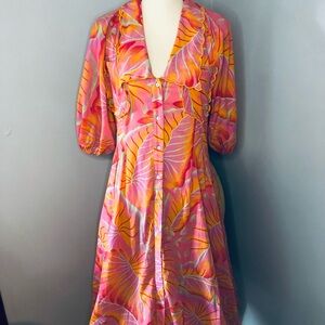 FARM RIO Anthropologie Bright Forest Midi Dress Women's S